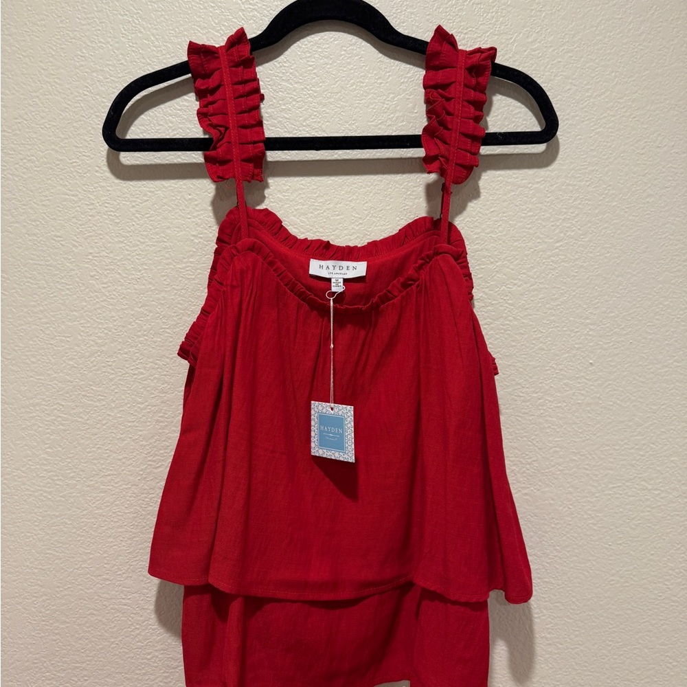 NWT! Hayden Red Ruffled Top - Picture 8 of 12